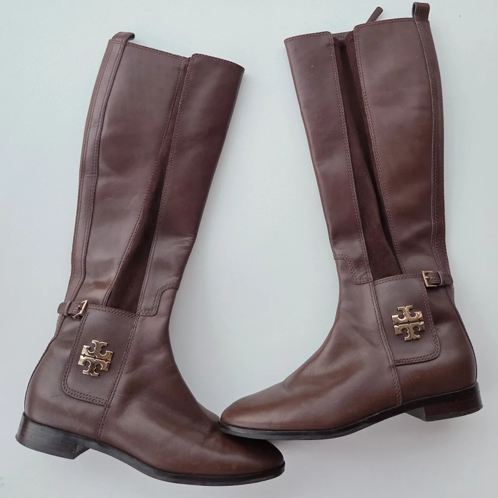 Tory burch wyatt boots burnt chocolate Size 9 - Picture 2 of 11